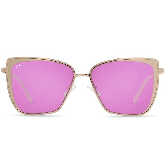 Diff Eyewear Accessories - DIFF Grace Sunglasses Rose Gold Pink Iridescent Mirror Lenses Cateye NWT